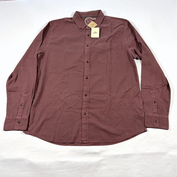 Faherty Mens Sunwashed Stretch Oxford 2.0 Shirt Long Sleeve Burgundy Sz XL NWT - Picture 1 of 12